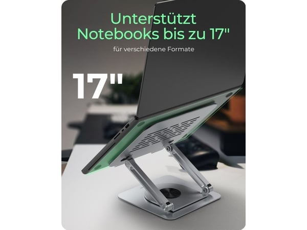 ICY BOX IB-NH300-R, PC-stativ, Sølv, Aluminium, 43,2 cm (17"), 3,5 kg, 360°