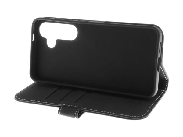 Insmat Exclusive - Lommebok for mobiltelefon - lær, termoplast-polyuretan (TPU), bomullssting, galvanisert bronsering - svart - for Samsung Galaxy ...