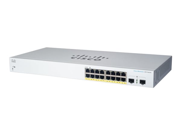 Cisco Business 220 Series CBS220-16T-2G - Switch - smart - 16 x 10/100/1000 + 2 x Gigabit SFP (opplink) - rackmonterbar