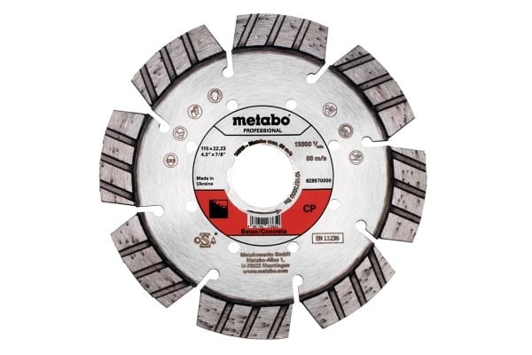 Metabo 628570000, Kutteskive, Betong, Metabo, 11,5 cm, 1,2 cm, 1 stykker