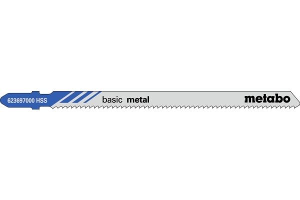 Metabo 623697000, Stikksagblad, Blad metall, Høy-Hastighets Stål (HHS), Blå, Grå, 10,6 cm, 1 mm