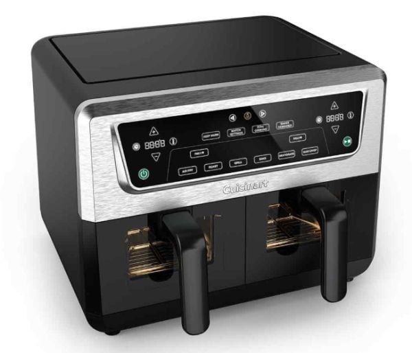 Cuisinart AFD10XSSE, Varmluftsfrityr, 10,4 l, Dobbel, Svart, Sølv, Berøringskontroll, Enkeltstående