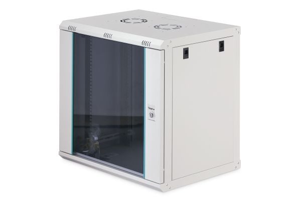 DIGITUS Dynamic-N series - Skap - 600 x 450 mm (WxD), unassembled - veggmonterbar - RAL 7035, lysegrå - 12U - 19"
