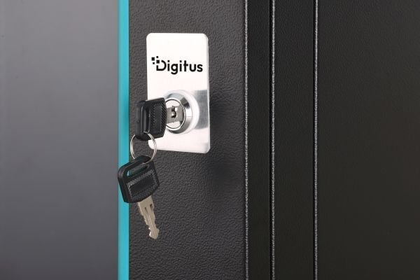 Digitus nettverksskap med én seksjon DIGITUS Dynamic 19" 9U, 600x450, glassdør, svart, umontert, 60 kg