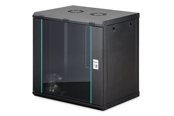Digitus nettverksskap med én seksjon DIGITUS Dynamic 19" 12U, 600x450, glassdør, svart, ikke sammenleggbart, 60 kg