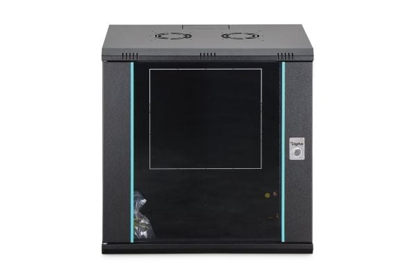 Digitus nettverksskap med én seksjon DIGITUS Dynamic 19" 12U, 600x450, glassdør, svart, ikke sammenleggbart, 60 kg