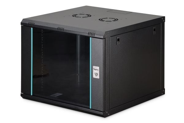 Digitus nettverksskap Dynamic 19" 9U, 600x600, glassdør, svart, umontert, 60 kg