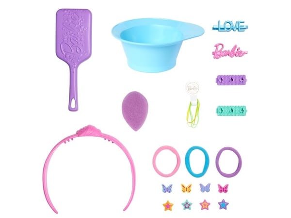 Barbie Doll Styling Head, blondt hår med mer enn 20 hårstylingtilbehør, Sminke/styling dukkehode, Hunkjønn, 3 år, Jente, 266 mm, 1,2 kg