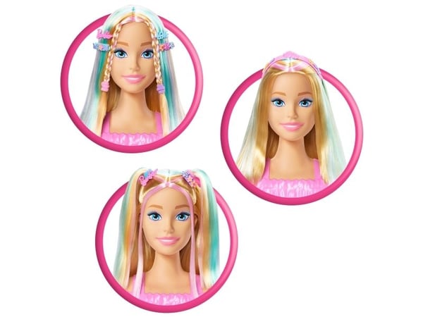 Barbie Doll Styling Head, blondt hår med mer enn 20 hårstylingtilbehør, Sminke/styling dukkehode, Hunkjønn, 3 år, Jente, 266 mm, 1,2 kg