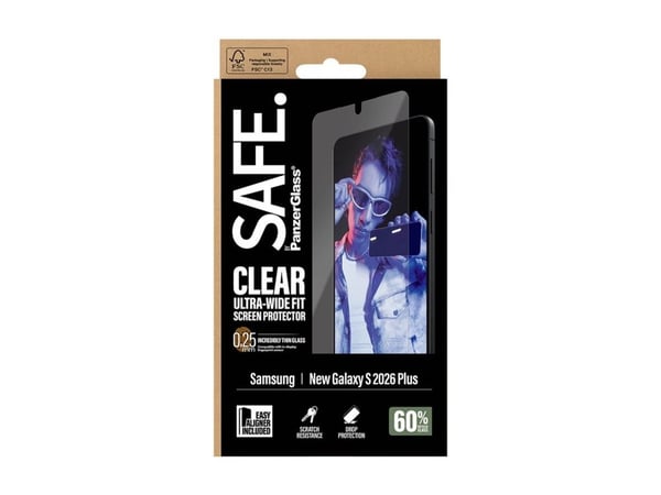 SAFE. by PanzerGlass - Skjermbeskyttelse for mobiltelefon - ultravid passform m. EasyAligner - glass - blank - for Samsung Galaxy S26+