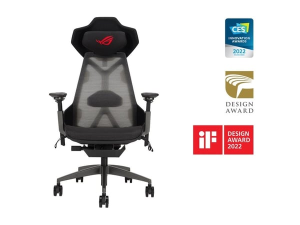 ASUS ROG Destrier Ergo - Spillestol - armlener - T-formet - tipping - roterende - aluminiumslegering - svart
