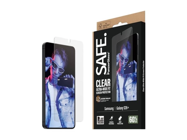 SAFE. by PanzerGlass - Skärmskydd för mobiltelefon - ultrabred passning med EasyAligner - glas - klar - för Samsung Galaxy S26+