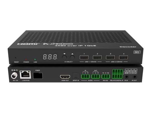 VivoLink JPEG2000 - Video/lyd/infrarød/seriel/KVM-forlenger - mottaker - HDMI - over CAT 5e/6/6a/7 - USB - 10/100/1000Base-T - opp til 100 m