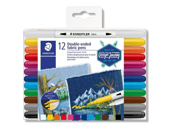 STAEDTLER 3190 - Twin-tip-markør - for lett stoff, dark fabrics - assorterte farger - fin / ultrafin (en pakke 12)