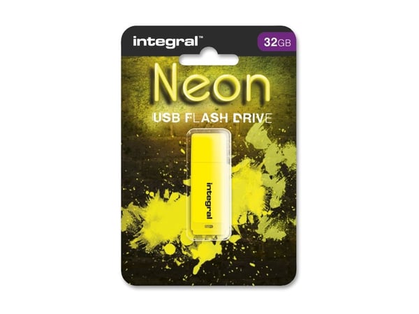 Integral Neon - USB-minnepinne - 32 GB - USB 2.0 - gul