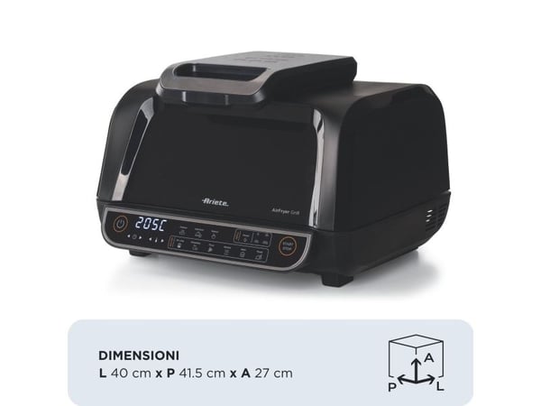 Ariete 4635/00, Varmluftsfrityr, 8 l, 230 °C, Single/enkelt, Svart, Berøringskontroll