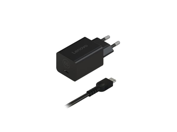 Lenovo - Strømadapter - nano, GAN - 65 watt (USB-C) - svart - Europa - for Chrome 14M8911; Slim 5 14AGP11; 5 14AHP11; 5 14IPH11; 5 16AGP11; 5 16IPH11