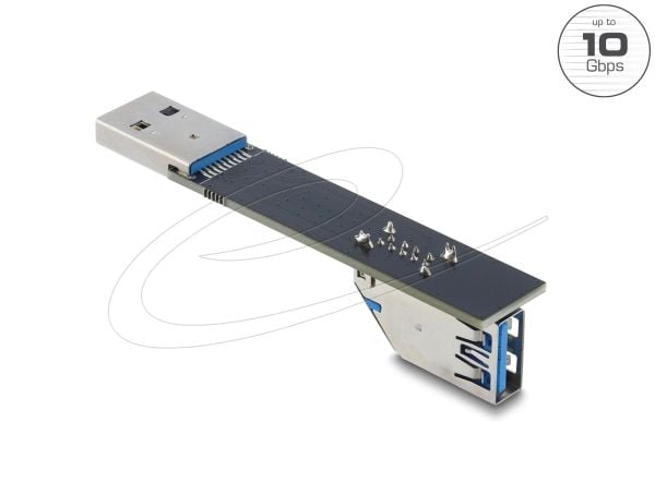 Delock USB 10 Gbps adapter type A hunn til hann rotert 90° ned (67422)