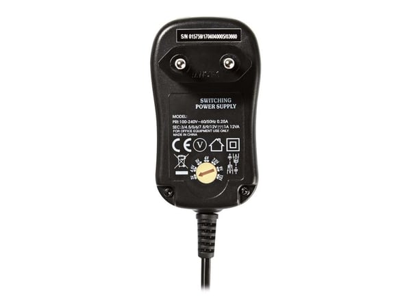 Nedis ACPA001 - Strømadapter - 12 watt - 1 A - på kabel: DC-strømjakk - svart