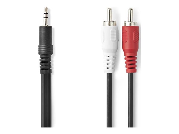 Nedis - Lydkabel - mini-phone stereo 3.5 mm hann til RCA hann - 1.5 m - svart - rund