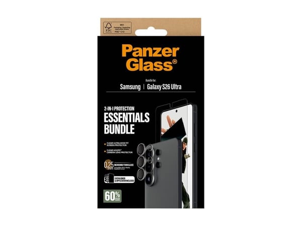 PanzerGlass Hoops - 2-i-1 Essentials Bundle - beskyttelsessett for mobiltelefonskjerm/linse - ultrabred passform - glass - for Samsung Galaxy S26 U...