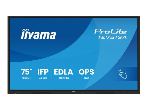 iiyama ProLite TE7513A-B2AG - 75" Diagonalklasse (74.5" synlig) LED-bakgrunnsbelyst LCD-skjerm - interaktiv digital skilting - med berøringsskjerm ...