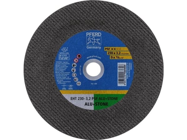 PFERD 61828222, Klippskiva, Aluminium, Sten, Kakel, Gjutjärn, Icke-järnmetaller, Betong, 23 cm, Varje varumärke, Platt i mitten, 2,22 cm