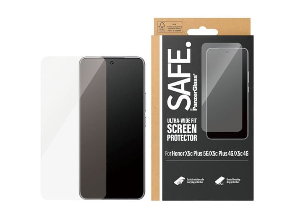 PanzerGlass SAFE. by ® Skjermbeskytter Honor X5c Plus 5G | X5c Plus 4G | X5c 4G | Ultra-Wide Fit, Honor, Honor - X5c Plus 5G, Honor - X5c Plus 4G, ...
