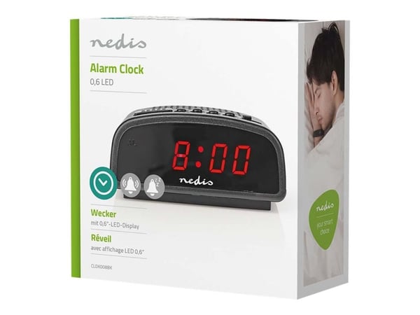 Nedis - Alarmklokke - elektronisk - skrivebord - svart
