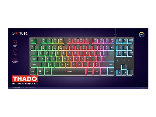 Taustavalaistu pelinäppäimistö GTX 833 Thado TKL musta Trust