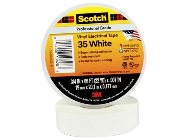 3M 7100240608, 1 stykker, Hvit, PVC, 600 V, Blister, 20 m