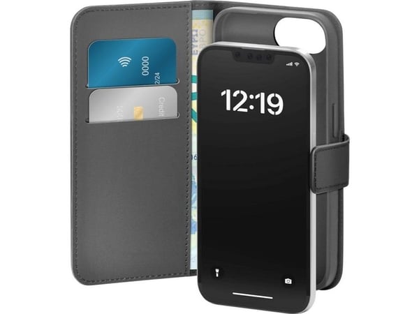 PURO Wallet Stand, Lommebok-etui, Apple, iPhone 16e, 15,5 cm (6.1"), Svart