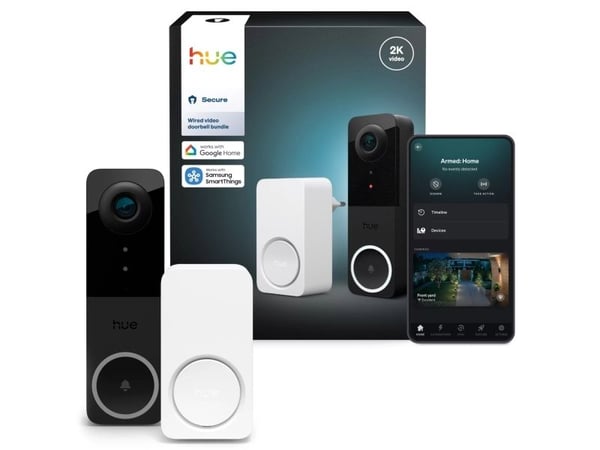 Philips Hue Secure - Doorbell Bundle - sats med dörrklocka - med kamera - kabelansluten - trådlös - ZigBee, Bluetooth, Wi-Fi - svart