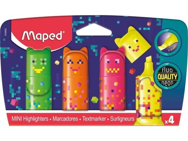 Maped 743602, 4 stykker, Gult, Rosa, Oransje, Grønn, Meisel tupp, 1 mm, 5 mm