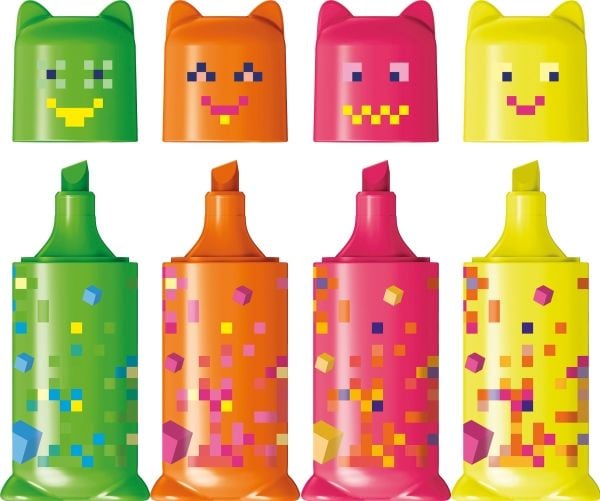 Maped 743602, 4 stykker, Gult, Rosa, Oransje, Grønn, Meisel tupp, 1 mm, 5 mm