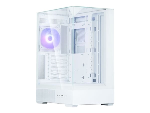 Zalman P40 Prism - Mid tower - ATX - genomskinlig sidopanel (härdat glas) - ingen strömförsörjning (ATX) - vit - USB/ljud