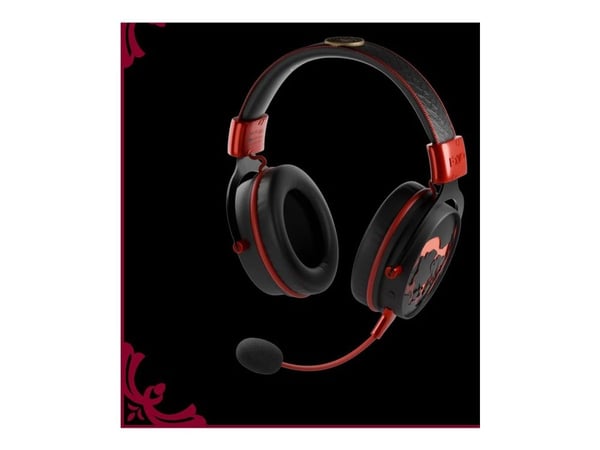 Lexip X Game of Thrones - Dragon - Hodesett - full størrelse - Bluetooth / 2,4 GHz radiofrekvens - trådløs, kablet - 3,5 mm jakk - svart, rød, gull