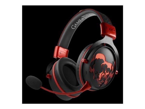 Lexip X Game of Thrones - Dragon - Hodesett - full størrelse - Bluetooth / 2,4 GHz radiofrekvens - trådløs, kablet - 3,5 mm jakk - svart, rød, gull