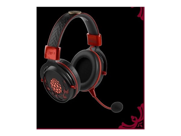 Lexip X Game of Thrones - Dragon - Hodesett - full størrelse - Bluetooth / 2,4 GHz radiofrekvens - trådløs, kablet - 3,5 mm jakk - svart, rød, gull