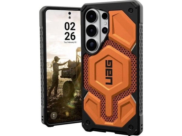 Urban Armor Gear Monarch Pro-deksel til Galaxy S26 Ultra, Kevlar, brent oransje