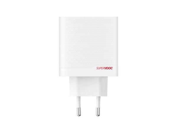 OnePlus SUPERVOOC - Strømadapter - GaN - 80 watt - 7.3 A - SuperVOOC, PD/PPS, QC - 2 utgangskontakter (USB, USB-C) - hvit