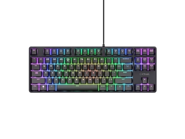 Trust GXT 864 Cada, Koblet med ledninger (ikke trådløs), USB, Mekanisk nøkkelbryter, QWERTY, RGB LED, Svart