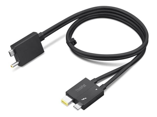 Lenovo Split Cable - Thunderbolt-kabel - USB-C / DC-strømjakk til USB-C, Slim Tip - Thunderbolt 4 - 70 cm - svart - for ThinkCentre M75t Gen 2 11W5
