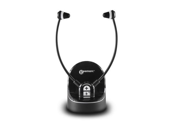 Geemarc CL7370 OPTI - Hodetelefonsystem med mikrofon - hakestropp - 2,4 GHz - trådløs