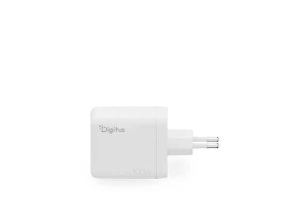 Digitus - Strømadapter - GaN - 100 watt - 2 A - 3 utgangskontakter (2 x USB-C, USB) - hvit