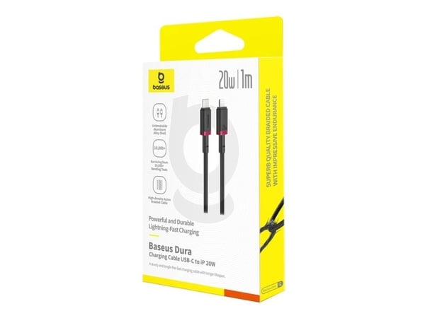 Baseus P10377800U01-01, 1 m, Lightning, USB C, Hankjønn, Hankjønn, Svart, Rød