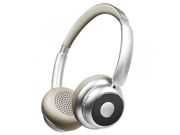 LogiLink BT0072BR Over Ear-hodetelefoner Bluetooth sølv (BT0072BR)