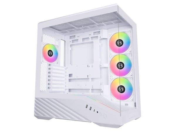 Lian Li Vector V100 - Mid tower spel - utökad ATX - genomskinlig sidopanel (härdat glas) - ingen strömförsörjning - vit - USB/ljud