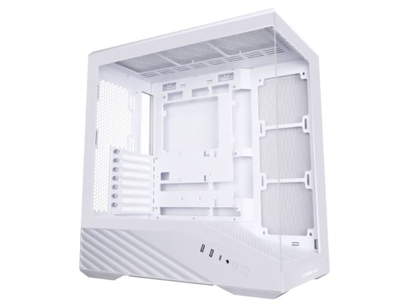 Lian Li Vector V100 - Mid tower spel - utökad ATX - genomskinlig sidopanel (härdat glas) - ingen strömförsörjning - vit - USB/ljud
