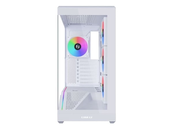Lian Li Vector V100 - Mid tower spel - utökad ATX - genomskinlig sidopanel (härdat glas) - ingen strömförsörjning - vit - USB/ljud